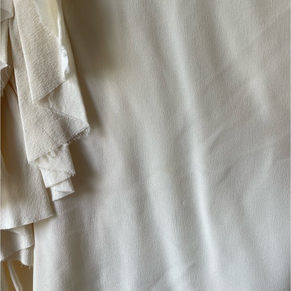 Erika Cavallini Semi-Couture Ruffle Sleeves Ivory Top Size 40 100% Silk - Picture 3 of 6